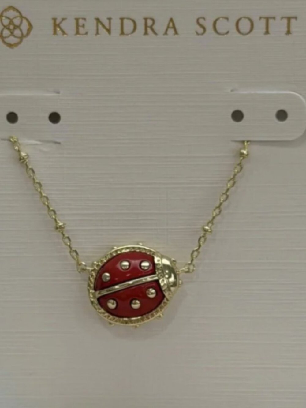 Kendra Scott Gold Tone Ladybug Lucky Charm Pendant Necklace